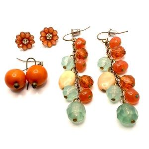 Vintage Earrings Estate Jewelry 70's 80's 90's Coral Set ✨H005